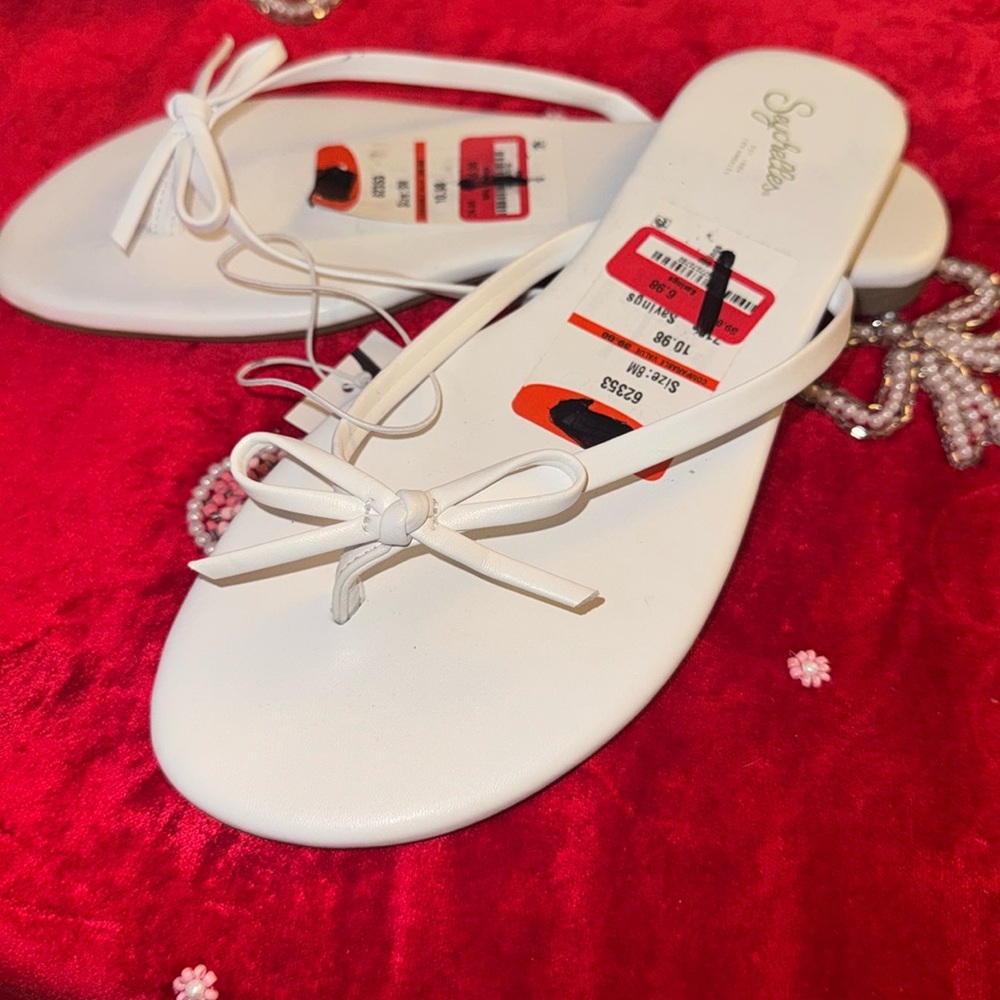 New Seychelles Women's Instant Crush Bow‎ Thong Sandal white  Patent Flip Flop…